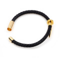 Anti-Fatigue Black en acier inoxydable accessoires Bracelet en cuir à ongles vintage Bracelet